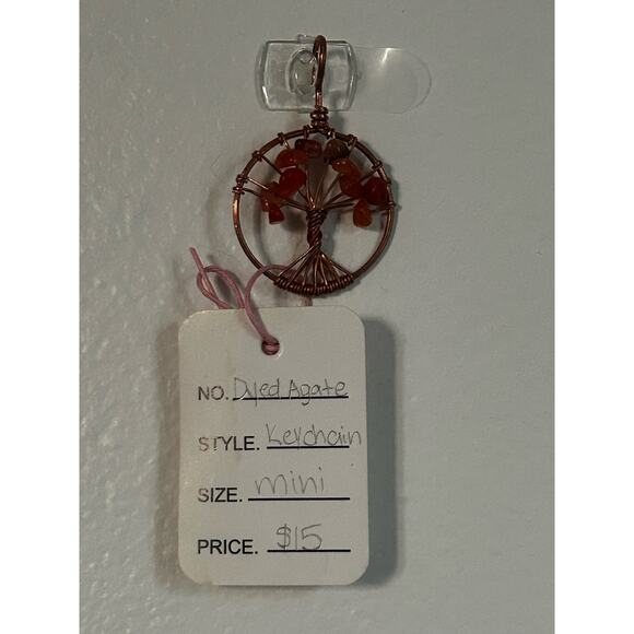 Handmade Copper and Serpentine Crystal Tree of life 3.5x2” Wall Decor - Picture 2 of 5